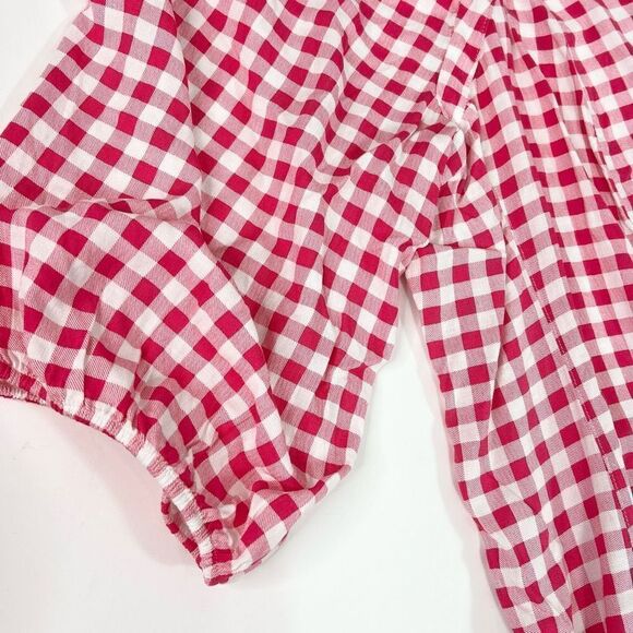 Torrid Blouse Womens 5X Gingham Button Up Long Sleeve Sweetheart Neck Top New - Picture 3 of 10